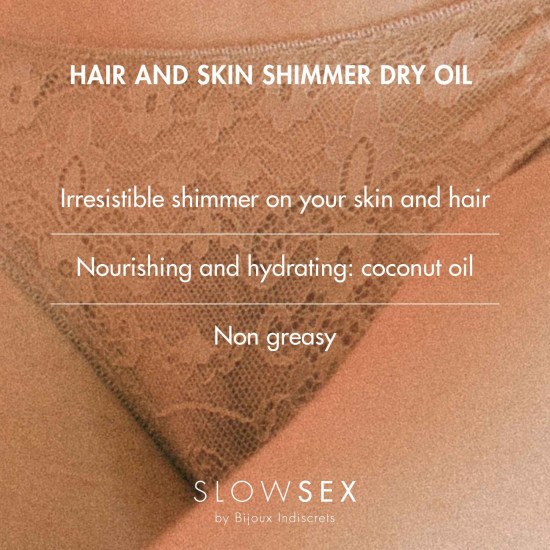 Суха олія-шимер для волосся та тіла Bijoux Indiscrets Slow Sex Hair and skin shimmer dry oil Суха олія-шимер для волосся та тіла Bijoux Indiscrets Slow Sex Hair and skin shimmer dry oil