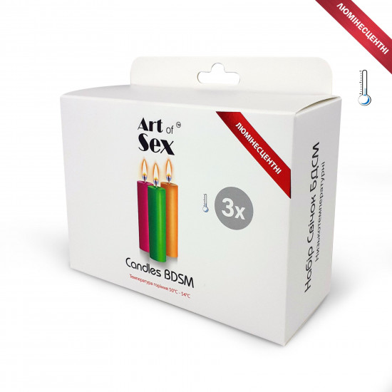 Набір воскових свічок Art of Sex size S 10 см (3 шт), низькотемпературні, люмінісцентні Набір воскових свічок Art of Sex size S 10 см (3 шт), низькотемпературні, люмінісцентні