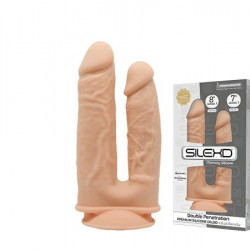 Фалоімітатор подвійний SilexD Double Gusto Flesh (Model 1 size 8" & 7"), двошаровий, силікон + Silex