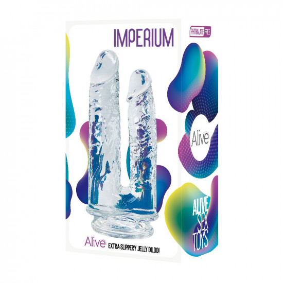 Прозорий фалоімітатор Alive Imperium Jelly Dildo для подвійного проникнення Прозорий фалоімітатор Alive Imperium Jelly Dildo для подвійного проникнення