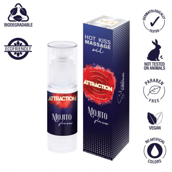 Їстівна масажна олія MAI Attraction Mojito Hot Kiss (50 мл) Їстівна масажна олія MAI Attraction Mojito Hot Kiss (50 мл)