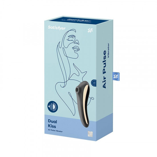 Вакуумний стимулятор з вібрацією Satisfyer Dual Kiss Black Вакуумний стимулятор з вібрацією Satisfyer Dual Kiss Black
