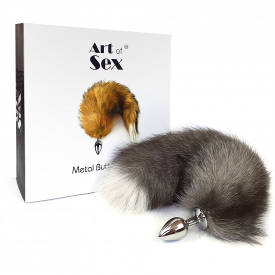 Металева анальна пробка з хвостом із натурального хутра Art of Sex size M Artctic fox Металева анальна пробка з хвостом із натурального хутра Art of Sex size M Artctic fox