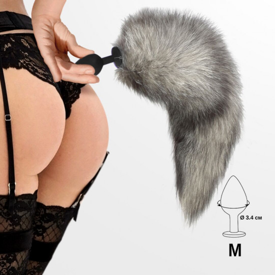 Силіконова анальна пробка з хвостом із натурального хутра Art of Sex size M Artctic fox Силіконова анальна пробка з хвостом із натурального хутра Art of Sex size M Artctic fox