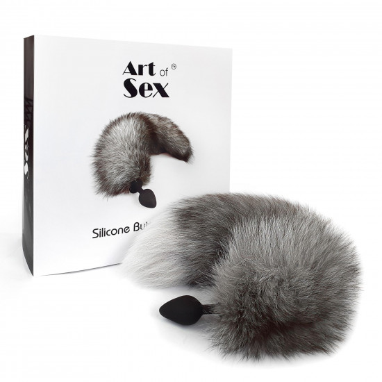 Силіконова анальна пробка з хвостом із натурального хутра Art of Sex size M Artctic fox Силіконова анальна пробка з хвостом із натурального хутра Art of Sex size M Artctic fox