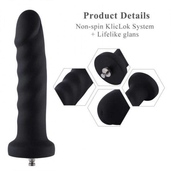Силіконовий фалоімітатор для секс-машин Hismith 7.1″ Anal Dildo Black, система KlicLok Силіконовий фалоімітатор для секс-машин Hismith 7.1″ Anal Dildo Black, система KlicLok