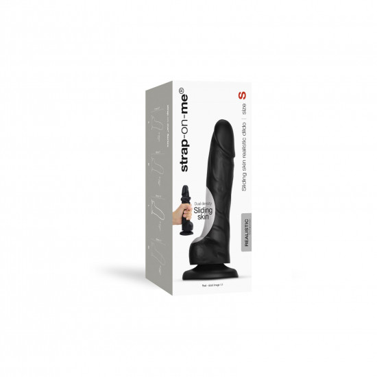 Реалістичний фалоімітатор Strap-On-Me Sliding Skin Realistic Dildo Black - S, ефект рухливої шкіри Реалістичний фалоімітатор Strap-On-Me Sliding Skin Realistic Dildo Black - S, ефект рухливої шкіри