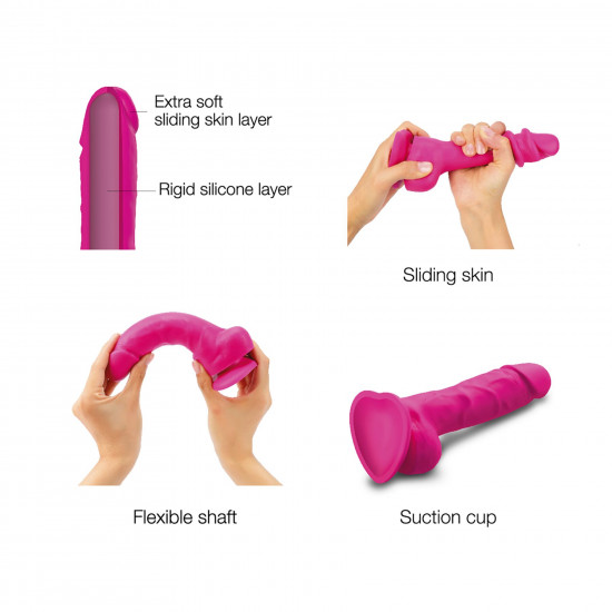 Реалістичний фалоімітатор Strap-On-Me Sliding Skin Realistic Dildo Fuchsia - M, ефект рухливої шкіри Реалістичний фалоімітатор Strap-On-Me Sliding Skin Realistic Dildo Fuchsia - M, ефект рухливої шкіри