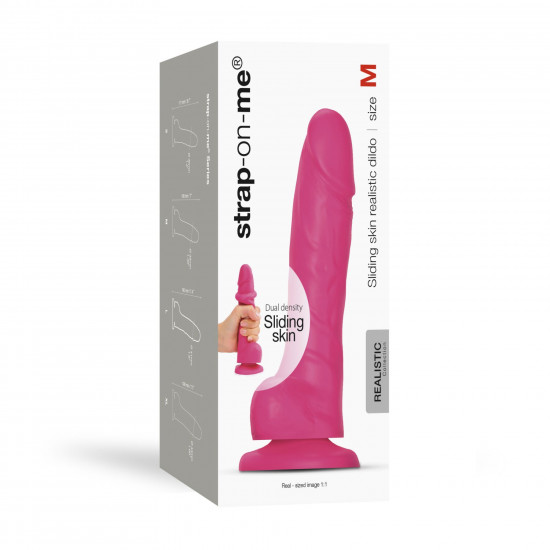 Реалістичний фалоімітатор Strap-On-Me Sliding Skin Realistic Dildo Fuchsia - M, ефект рухливої шкіри Реалістичний фалоімітатор Strap-On-Me Sliding Skin Realistic Dildo Fuchsia - M, ефект рухливої шкіри