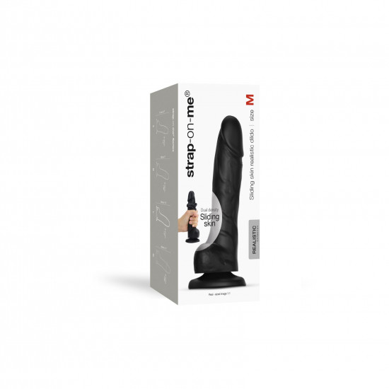 Реалістичний фалоімітатор Strap-On-Me Sliding Realistic Skin Dildo Black - M, ефект рухливої шкіри Реалістичний фалоімітатор Strap-On-Me Sliding Realistic Skin Dildo Black - M, ефект рухливої шкіри