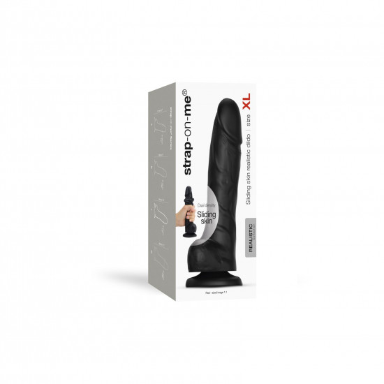Реалістичний фалоімітатор Strap-On-Me Sliding Skin Realistic Dildo Black - XL, ефект рухливої шкіри Реалістичний фалоімітатор Strap-On-Me Sliding Skin Realistic Dildo Black - XL, ефект рухливої шкіри