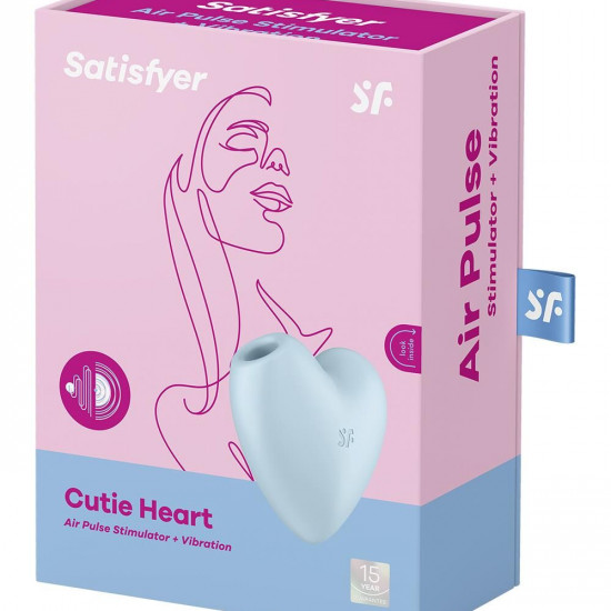 Вакуумний стимулятор-серце з вібрацією Satisfyer Cutie Heart Blue Вакуумний стимулятор-серце з вібрацією Satisfyer Cutie Heart Blue