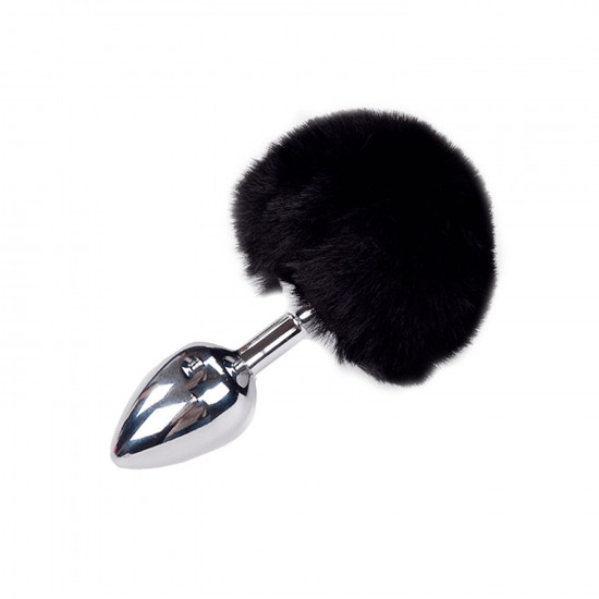Металева анальна пробка Кролячий хвостик Alive Fluffy Plug M Black, діаметр 3,4 см Металева анальна пробка Кролячий хвостик Alive Fluffy Plug M Black, діаметр 3,4 см