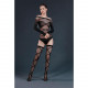 Комплект: боді та панчохи Moonlight Model 06 XS-L Black, довгі рукави, малюнок у вигляді ліфа, силуе Комплект: боді та панчохи Moonlight Model 06 XS-L Black, довгі рукави, малюнок у вигляді ліфа, силуе