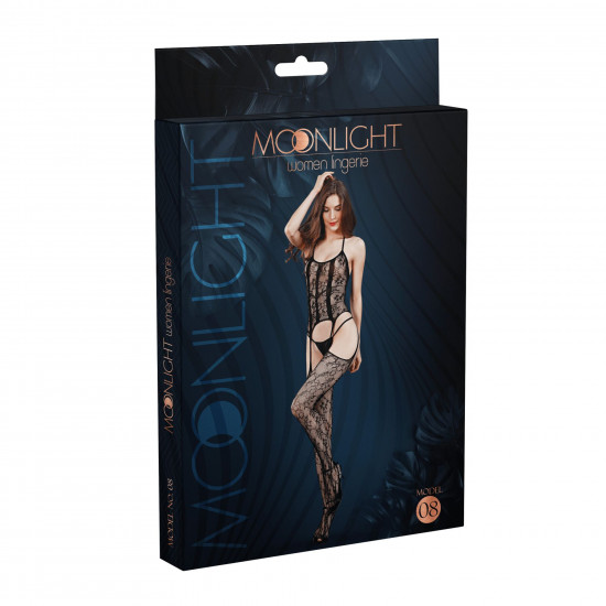 Бодістокінг з доступом Moonlight Model 08 XS-L Black, імітація корсета та панчіх на підв’язках Бодістокінг з доступом Moonlight Model 08 XS-L Black, імітація корсета та панчіх на підв’язках
