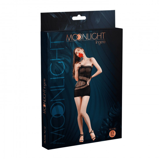 Мінісукня на одне плече Moonlight Model 12 XS-L Black, вертикальна бахрома Мінісукня на одне плече Moonlight Model 12 XS-L Black, вертикальна бахрома