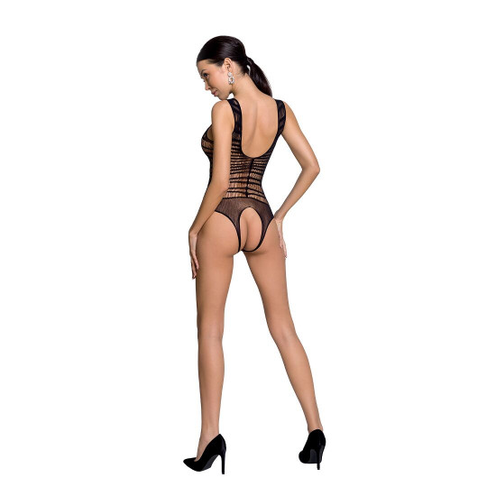 Бодістокінг з доступом Passion BS086 black, вертикальна сітка, виріз на спинці Бодістокінг з доступом Passion BS086 black, вертикальна сітка, виріз на спинці