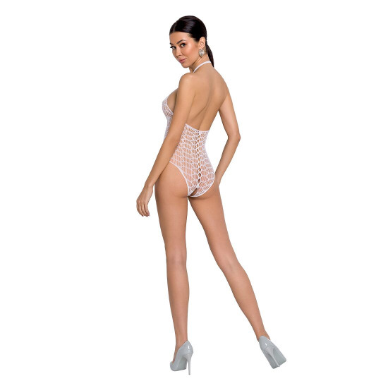 Бодістокінг у велику сітку Passion BS087 white, відкрита спина, халтер, з доступом Бодістокінг у велику сітку Passion BS087 white, відкрита спина, халтер, з доступом