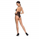 Бодістокінг з декольте Passion BS088 black, імітація корсетної шнурівки Бодістокінг з декольте Passion BS088 black, імітація корсетної шнурівки