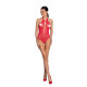 Бодістокінг з декольте Passion BS088 red, імітація корсетної шнурівки Бодістокінг з декольте Passion BS088 red, імітація корсетної шнурівки