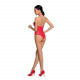 Бодістокінг з декольте Passion BS088 red, імітація корсетної шнурівки Бодістокінг з декольте Passion BS088 red, імітація корсетної шнурівки
