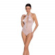 Бодістокінг з декольте Passion BS088 white, імітація корсетної шнурівки Бодістокінг з декольте Passion BS088 white, імітація корсетної шнурівки