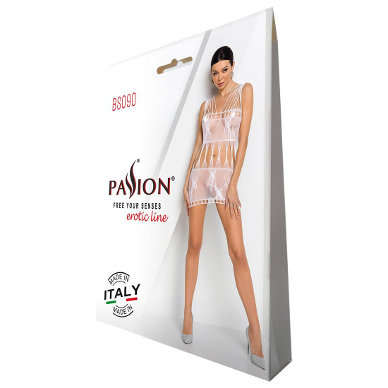 Бодістокінг — мінісукня з метеликами Passion BS090 white Бодістокінг — мінісукня з метеликами Passion BS090 white