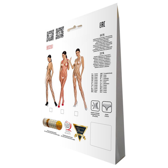 Бодістокінг у дуже велику сітку Passion BS091 white, з доступом Бодістокінг у дуже велику сітку Passion BS091 white, з доступом