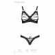 Комплект з екошкіри CELINE BIKINI black S/M — Passion: відкритий бра зі стрічками, стрінги зі шнурів Комплект з екошкіри CELINE BIKINI black S/M — Passion: відкритий бра зі стрічками, стрінги зі шнурів