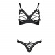 Комплект з екошкіри CELINE BIKINI black XXL/XXXL — Passion: відкритий бра зі стрічками, стрінги зі ш Комплект з екошкіри CELINE BIKINI black XXL/XXXL — Passion: відкритий бра зі стрічками, стрінги зі ш