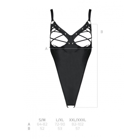 Боді з екошкіри Celine Body black L/XL — Passion: з доступом, відкритий Боді з екошкіри Celine Body black L/XL — Passion: з доступом, відкритий