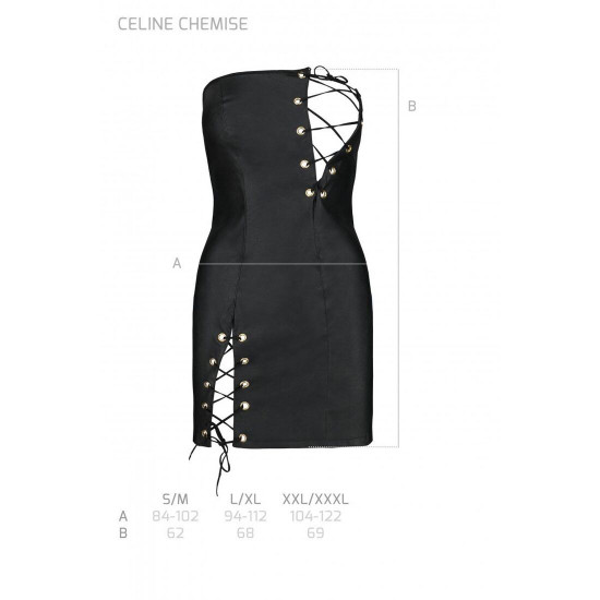 Мінісукня з екошкіри CELINE CHEMISE black XXL/XXXL — Passion: шнурівка, трусики в комплекті Мінісукня з екошкіри CELINE CHEMISE black XXL/XXXL — Passion: шнурівка, трусики в комплекті