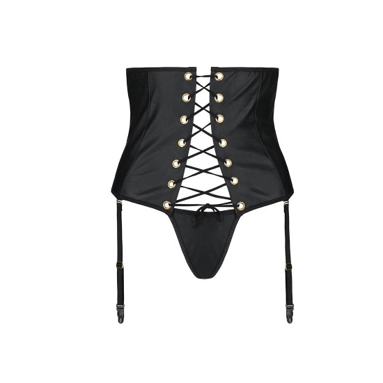 Пояс-корсет з екошкіри CELINE SET black S/M — Passion: шнурівка, знімні пажі для панчіх, стрінги Пояс-корсет з екошкіри CELINE SET black S/M — Passion: шнурівка, знімні пажі для панчіх, стрінги