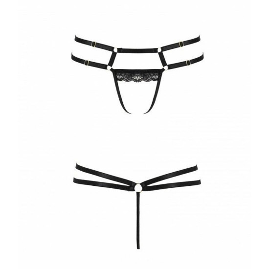 Трусики-стрінги зі стреп із мереживом Lorry Thong black XXL/XXXL — Passion Exclusive Трусики-стрінги зі стреп із мереживом Lorry Thong black XXL/XXXL — Passion Exclusive