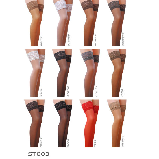 Панчохи ST003 1/2 beige — Passion: класичні, на ажурній силіконовій резинці Панчохи ST003 1/2 beige — Passion: класичні, на ажурній силіконовій резинці