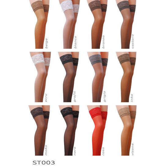 Панчохи ST003 3/4 beige — Passion: класичні, на ажурній силіконовій резинці Панчохи ST003 3/4 beige — Passion: класичні, на ажурній силіконовій резинці