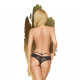 Трусики-бразиліана Penthouse Mermaid Fantasy L/XL Black, мереживо, низька посадка, ремінці, бантики Трусики-бразиліана Penthouse Mermaid Fantasy L/XL Black, мереживо, низька посадка, ремінці, бантики