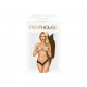 Трусики-тонг Penthouse Dangerous Darling L/XL Black, мереживо, висока посадка, виріз спереду, бантик Трусики-тонг Penthouse Dangerous Darling L/XL Black, мереживо, висока посадка, виріз спереду, бантик