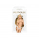 Трусики-тонг Penthouse Dangerous Darling L/XL White, мереживо, висока посадка, виріз спереду, бантик Трусики-тонг Penthouse Dangerous Darling L/XL White, мереживо, висока посадка, виріз спереду, бантик