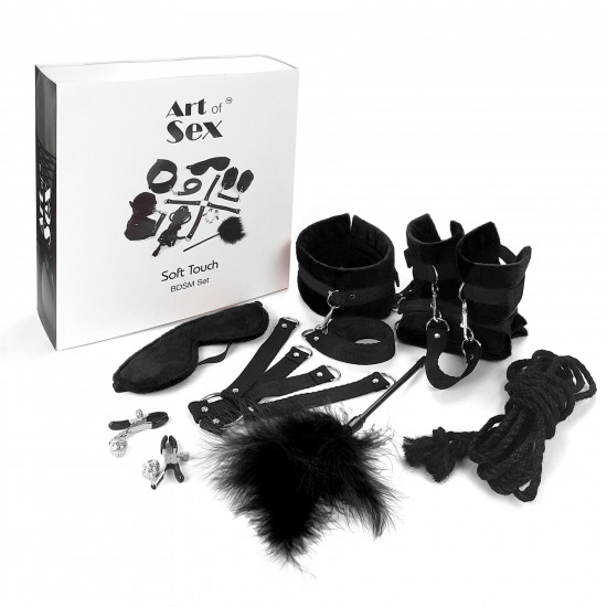 Набір БДСМ Art of Sex - Soft Touch BDSM Set, 9 предметів, Чорний Набір БДСМ Art of Sex - Soft Touch BDSM Set, 9 предметів, Чорний