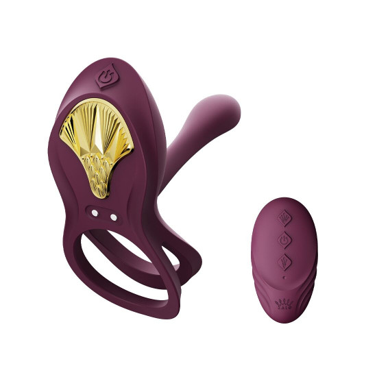 Смарт ерекційне кільце Zalo — BAYEK Velvet Purple, подвійне з ввідною частиною, пульт ДК Смарт ерекційне кільце Zalo — BAYEK Velvet Purple, подвійне з ввідною частиною, пульт ДК