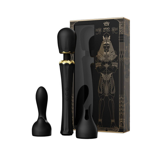 Вібромасажер з насадками Zalo — Kyro Wand Obsidian Black Вібромасажер з насадками Zalo — Kyro Wand Obsidian Black