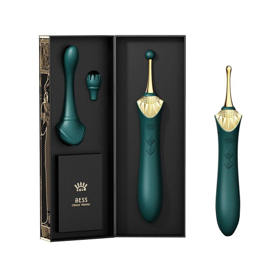 Вагінально-кліторальний вібратор Zalo — Bess Turquoise Green, багатофункціональний із насадками Вагінально-кліторальний вібратор Zalo — Bess Turquoise Green, багатофункціональний із насадками