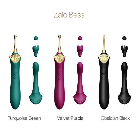 Вагінально-кліторальний вібратор Zalo — Bess Turquoise Green, багатофункціональний із насадками Вагінально-кліторальний вібратор Zalo — Bess Turquoise Green, багатофункціональний із насадками