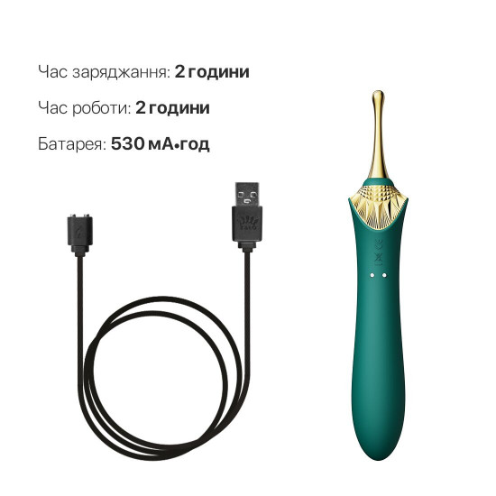 Вагінально-кліторальний вібратор Zalo — Bess Turquoise Green, багатофункціональний із насадками Вагінально-кліторальний вібратор Zalo — Bess Turquoise Green, багатофункціональний із насадками