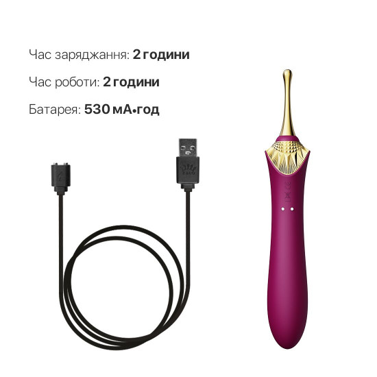 Вагінально-кліторальний вібратор Zalo — Bess Velvet Purple, мультифункціональний із насадками Вагінально-кліторальний вібратор Zalo — Bess Velvet Purple, мультифункціональний із насадками