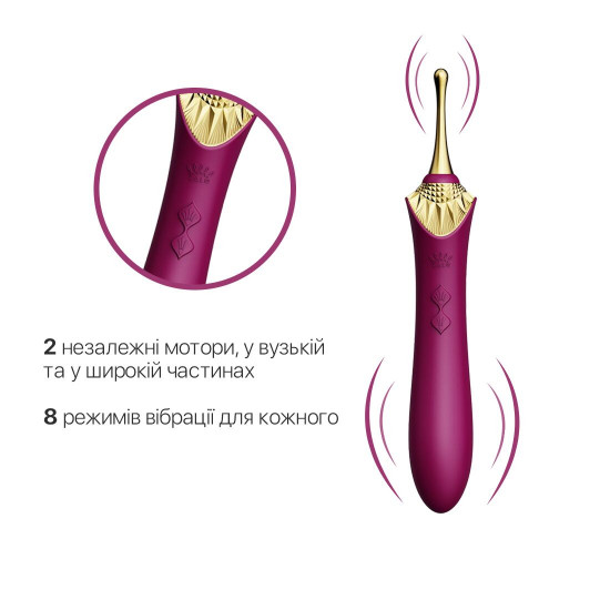Вагінально-кліторальний вібратор Zalo — Bess Velvet Purple, мультифункціональний із насадками Вагінально-кліторальний вібратор Zalo — Bess Velvet Purple, мультифункціональний із насадками