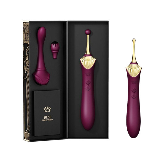 Вагінально-кліторальний вібратор Zalo — Bess Velvet Purple, мультифункціональний із насадками Вагінально-кліторальний вібратор Zalo — Bess Velvet Purple, мультифункціональний із насадками
