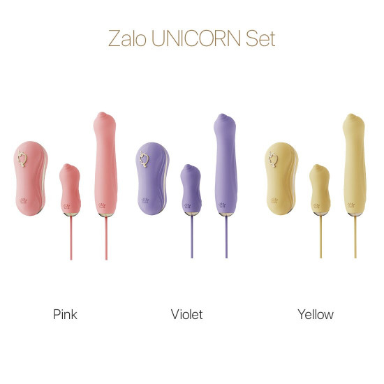 Набір 3в1 Zalo — UNICORN Set Yellow, віброяйце, пульсатор, вакуумний стимулятор Набір 3в1 Zalo — UNICORN Set Yellow, віброяйце, пульсатор, вакуумний стимулятор
