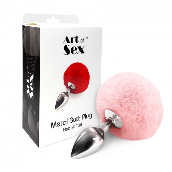 Металевий анальний затор М Art of Sex - Metal Butt plug Rabbit Tail, Ніжно-рожевий Металевий анальний затор М Art of Sex - Metal Butt plug Rabbit Tail, Ніжно-рожевий